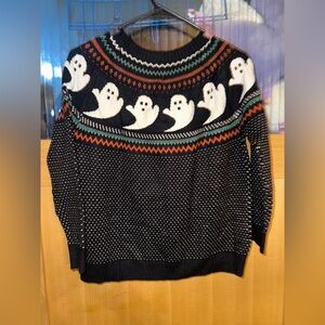 Halloween Sweater Cute Spooky Ghosts Black Vintage Style Retro  S soft
